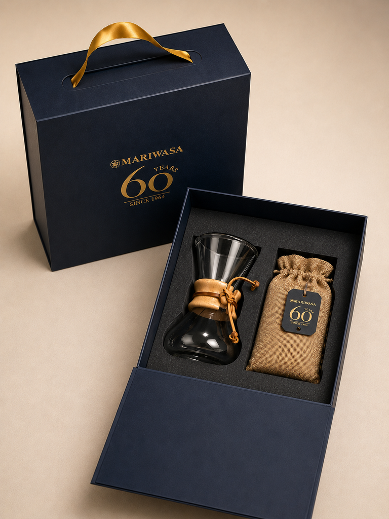 Mariwasa 60th anniversary gift box with a pour-over set
